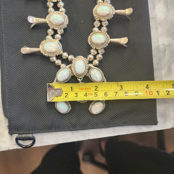 Opulent Opal and Silver Squash Blossom Necklace - Picture 5 of 7